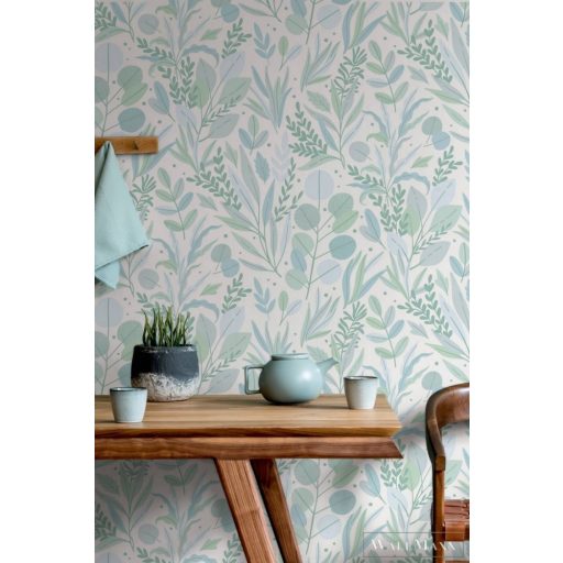 MARBURG Spirit of Jungle 47410 kék-zöld levél mintás Grafikus tapéta