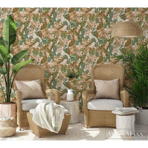 MARBURG Spirit of Jungle 47413 barna-zöld levél mintás Grafikus tapéta