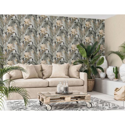 MARBURG Spirit of Jungle 47417 barna-szürke levél mintás Grafikus tapéta