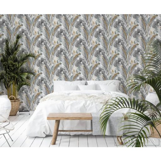 MARBURG Spirit of Jungle 47418 barna-szürke levél mintás Grafikus tapéta