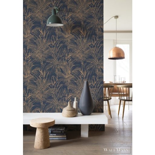 Rasch Salsa 2023 478044 kék grafikus levélmintás tapéta