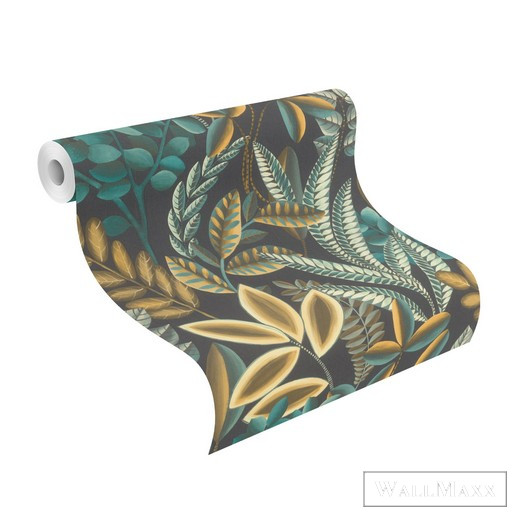 Rasch Florentine III 2024 485561 zöld Grafikus levél mintás tapéta