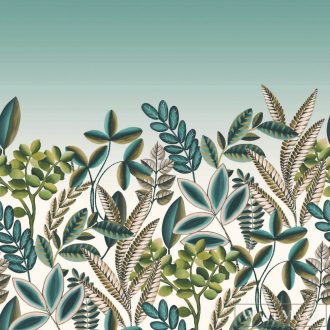   Rasch Florentine III 2024 485769 kék Grafikus levél mintás panel