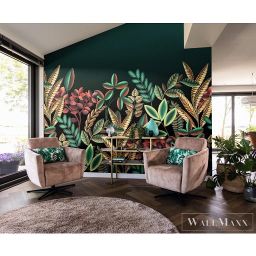 Rasch Florentine III 2024 485783 zöld Grafikus levél mintás panel