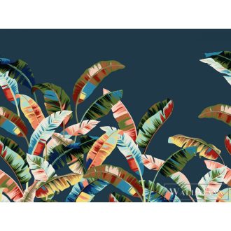   Rasch Florentine III 2024 485950 kék Grafikus levél mintás panel