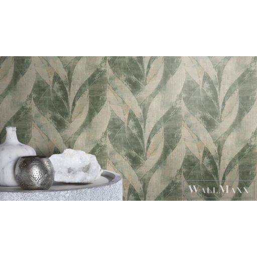 RASCH Concrete 520057 zöld Tér-hatású 3D-mintás Modern vlies tapéta