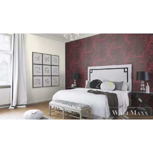 Rasch rózsa mintás tapéta 525625 fekete bordó