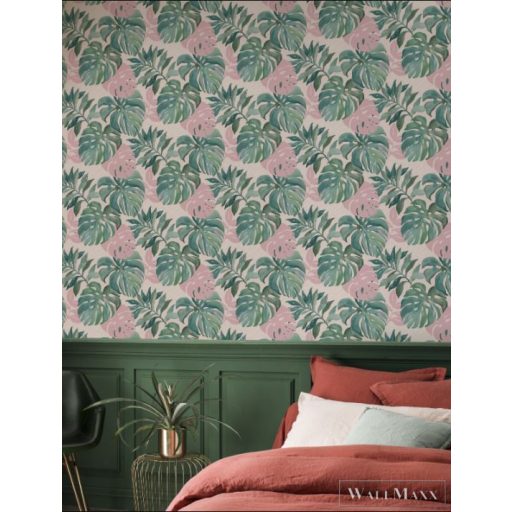RASCH SANSA 2021 526615 TAPÉTA FILODENDRON Rózsaszín zöld
