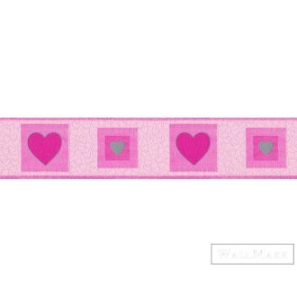   AS CREATION Only Borders 53121-6 lila szívecske mintás ifjúsági bordűr