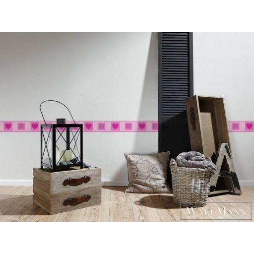 AS CREATION Only Borders 53121-6 lila szívecske mintás ifjúsági bordűr