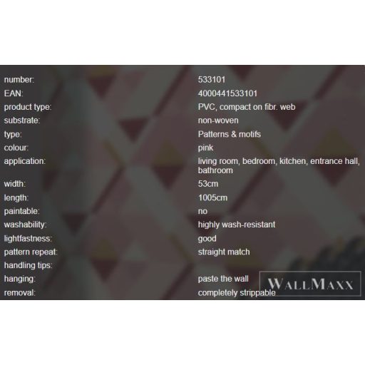 RASCH SANSA 2021 533101 TAPÉTA RÓZSASZÍN grafikai