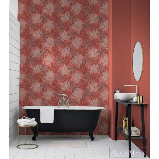 535426 pálmalevél motívum, rózsaszín-piros árnyalatai