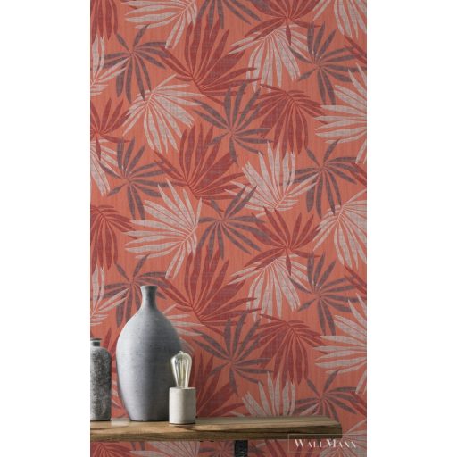 535426 pálmalevél motívum, rózsaszín-piros árnyalatai