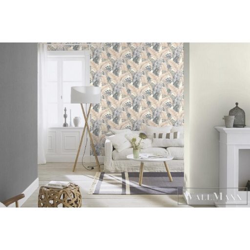 535617 levélmintás Rasch tapéta beige-szürke