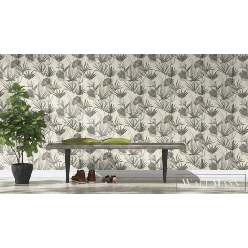 RASCH BARBARA Home Collection II 536416 fekete-fehér levél mintás Grafikus tapéta