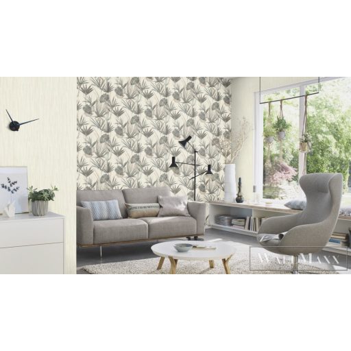 RASCH BARBARA Home Collection II 536416 fekete-fehér levél mintás Grafikus tapéta