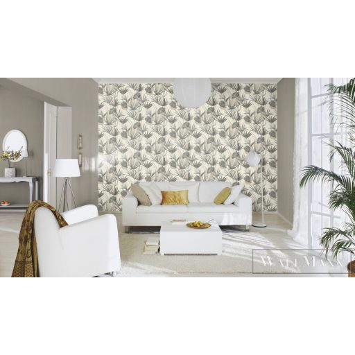 RASCH BARBARA Home Collection II 536416 fekete-fehér levél mintás Grafikus tapéta