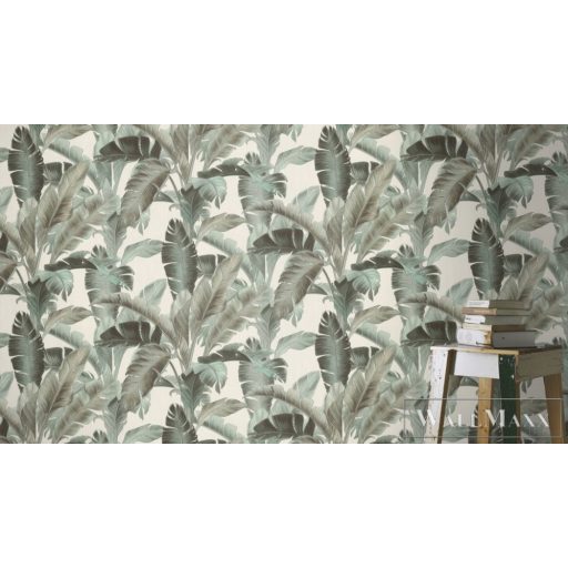 RASCH BARBARA Home Collection II 536676 füstzöld levél mintás Trópusi tapéta