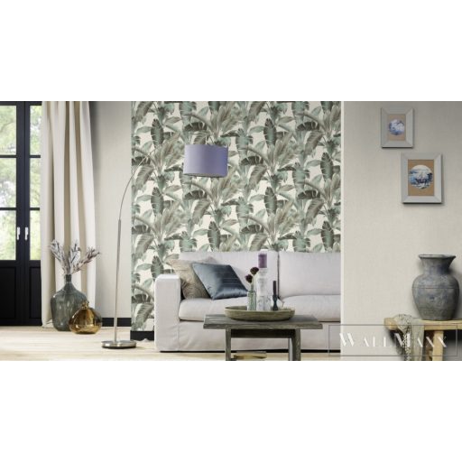 RASCH BARBARA Home Collection II 536676 füstzöld levél mintás Trópusi tapéta