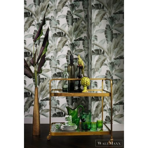 RASCH BARBARA Home Collection II 536676 füstzöld levél mintás Trópusi tapéta