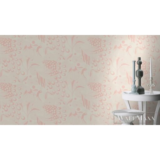 Rasch Club Botanique 537505 rózsaszín Skandináv páva mintás tapéta