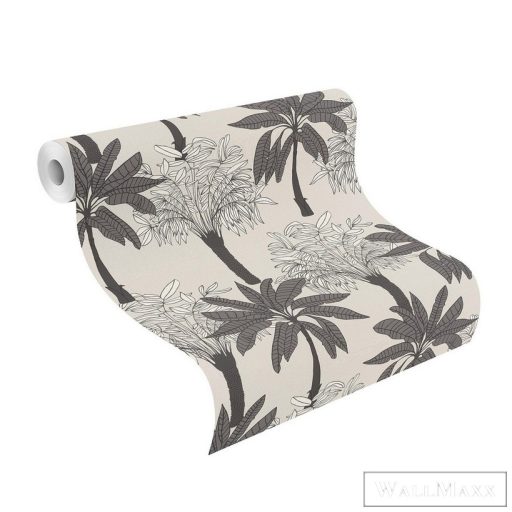 Rasch Club Botanique 537802 fekete Skandináv pálma mintás tapéta