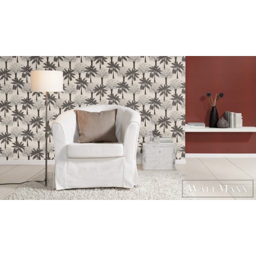 Rasch Club Botanique 537802 fekete Skandináv pálma mintás tapéta