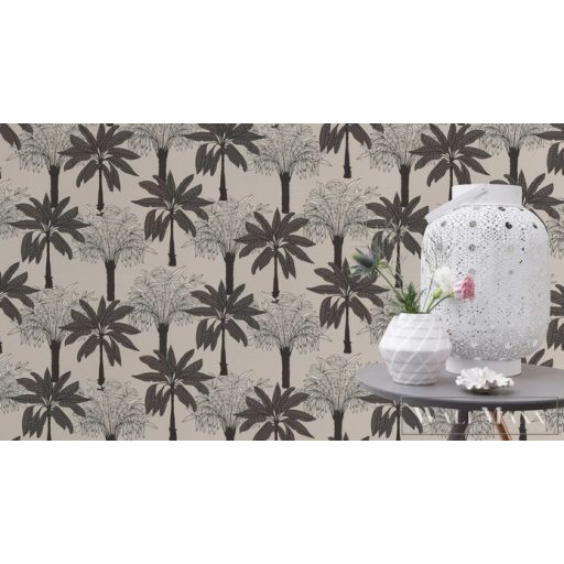 Rasch Club Botanique 537802 fekete Skandináv pálma mintás tapéta