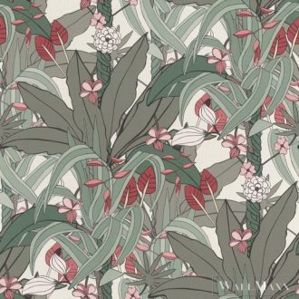   Rasch Club Botanique 538915 zöld Skandináv levél mintás tapéta
