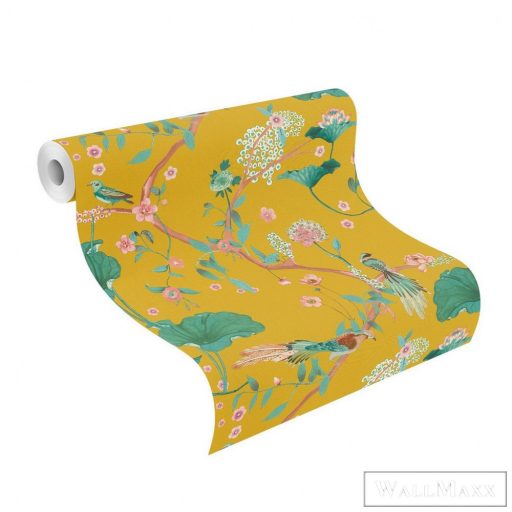 Rasch Amazing 539448 sárga Japán madár mintás tapéta