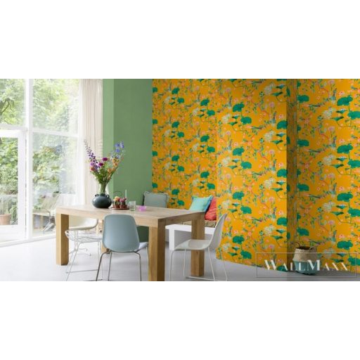 Rasch Amazing 539448 sárga Japán madár mintás tapéta