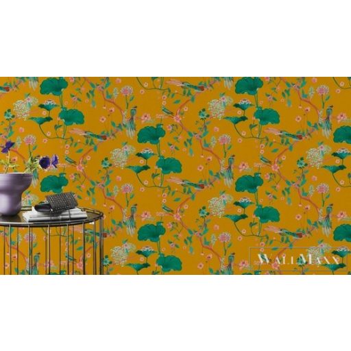 Rasch Amazing 539448 sárga Japán madár mintás tapéta