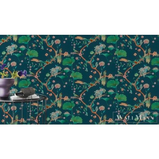 Rasch Amazing 539462 kék Japán madár mintás tapéta