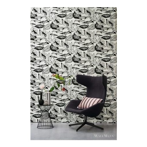 Rasch Amazing 539646 fekete Japán levél mintás tapéta