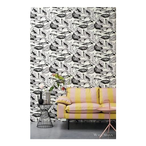 Rasch Amazing 539646 fekete Japán levél mintás tapéta