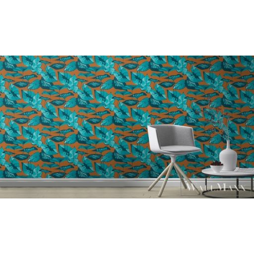 Rasch Amazing 539660 kék Japán levél mintás tapéta