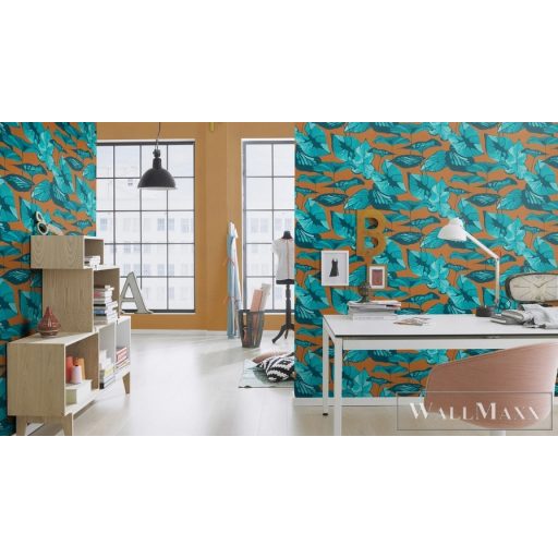 Rasch Amazing 539660 kék Japán levél mintás tapéta