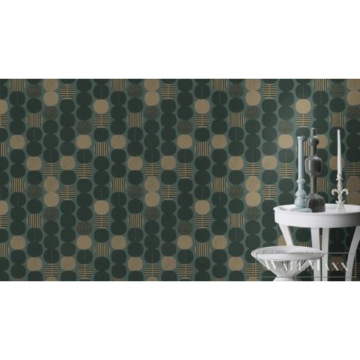 Rasch Amazing 539752 zöld Japán pöttyös mintás tapéta