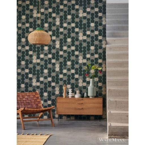 Rasch Amazing 539752 zöld Japán pöttyös mintás tapéta