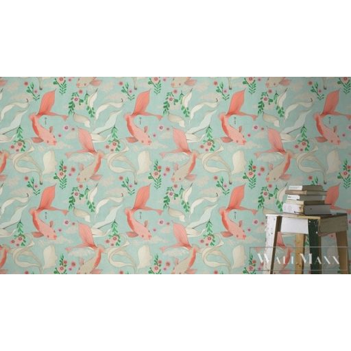 Rasch Amazing 539837 zöld Japán hal mintás tapéta