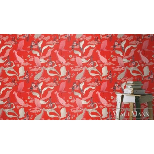 Rasch Amazing 539844 piros Japán hal mintás tapéta