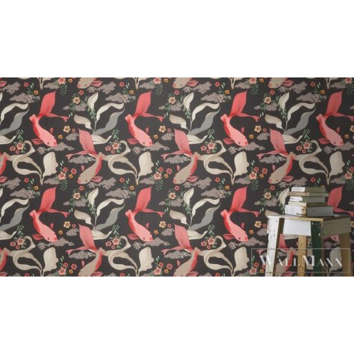 Rasch Amazing 539851 piros Japán hal mintás tapéta
