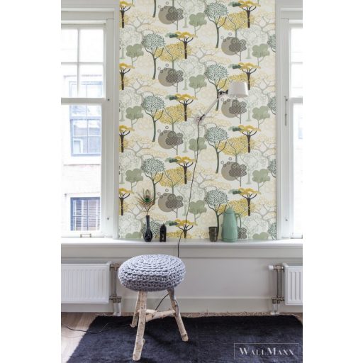 Rasch Amazing 539943 sárga Japán erdő mintás tapéta
