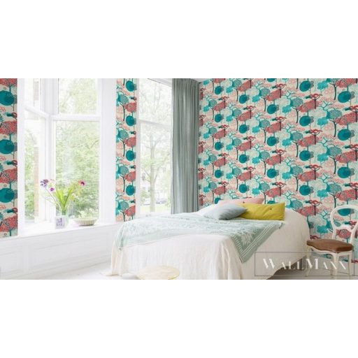 Rasch Amazing 539950 türkiz Japán erdő mintás tapéta