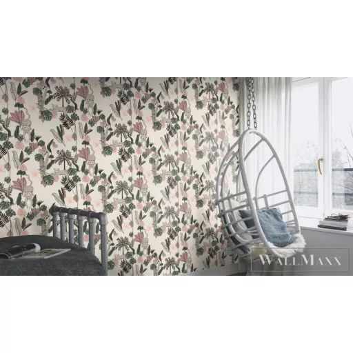 Rasch Club Botanique 540338 zöld Modern párduc mintás tapéta