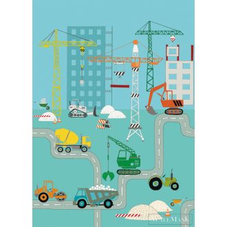   RASCH Stories 540772 türkiz Dömper mintás Gyerek vlies digitális panel