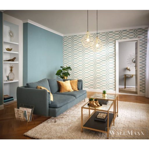 RASCH GLAM CSILLÁMOS CSILLOGÓ Design TAPÉTA 541748 Tűrkíz Fehér Szürke Ezüst