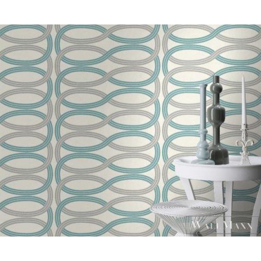 RASCH GLAM CSILLÁMOS CSILLOGÓ Design TAPÉTA 541748 Tűrkíz Fehér Szürke Ezüst