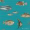 RASCH Stories 553536 türkiz, bézs Vitorlás hal mintás Gyerek vlies tapéta