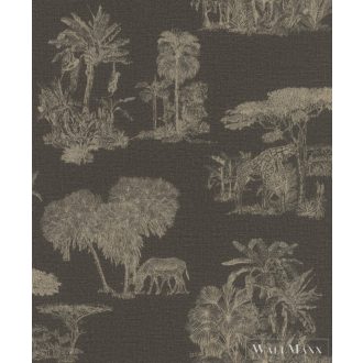   RASCH Lirico 555035 fekete-fehér szavanna mintás Grafikus tapéta